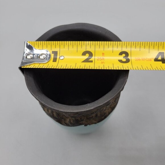 Ceramic Vase or Toothbrush Holder Mixed Textures Turquoise Glaze - Picture 6 of 7